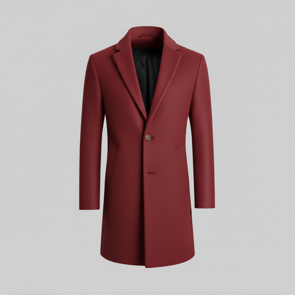 Men's Elegant Long Coat | Stylish Notched Lapel Overcoat
