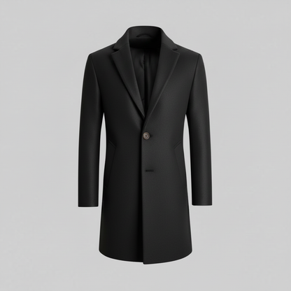 Men's Elegant Long Coat | Stylish Notched Lapel Overcoat