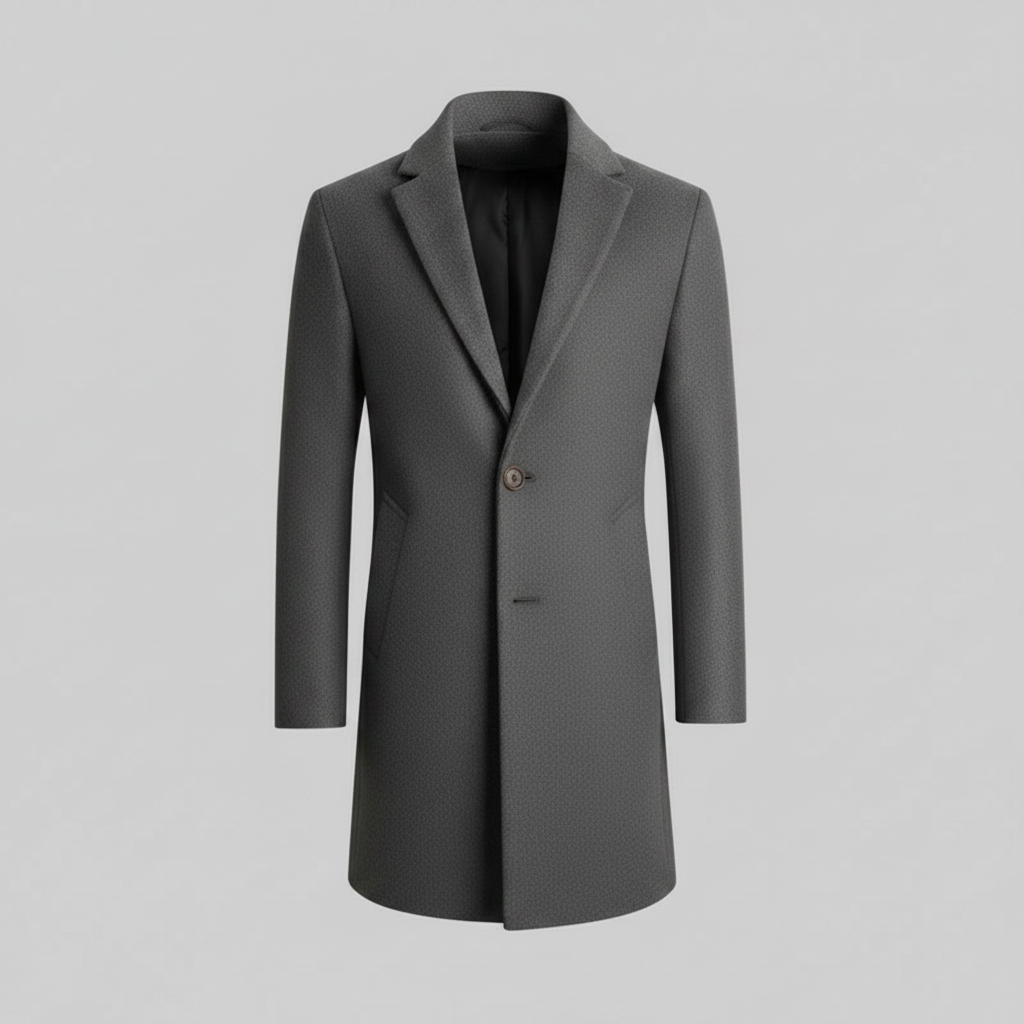 Men's Elegant Long Coat | Stylish Notched Lapel Overcoat