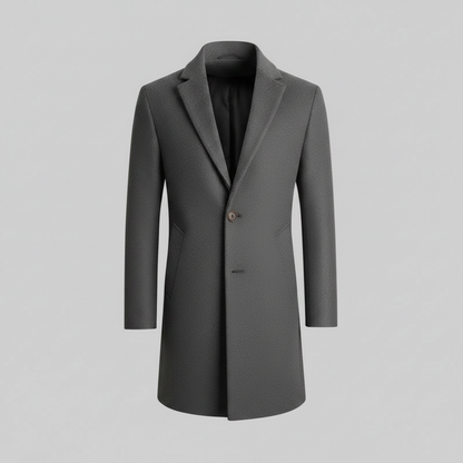 Men's Elegant Long Coat | Stylish Notched Lapel Overcoat