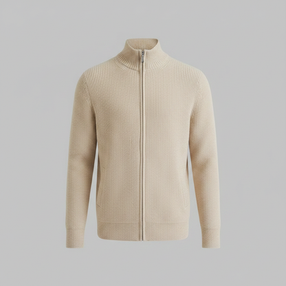Men's Slim Fit Cardigan | Ribbed Zip-Up Sweater