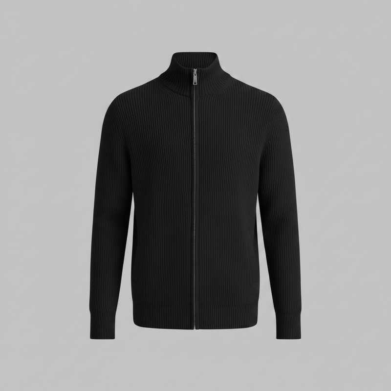 Men's Slim Fit Cardigan | Ribbed Zip-Up Sweater