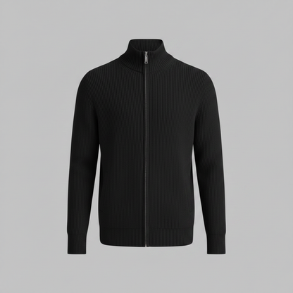 Men's Slim Fit Cardigan | Ribbed Zip-Up Sweater