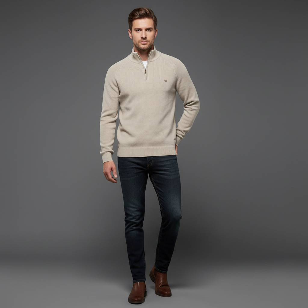 Slim Fit Half-Zip Knitted Jumper | Men's Knitwear