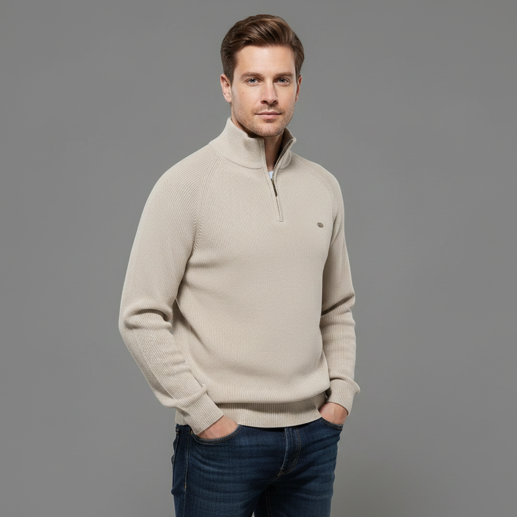 Slim Fit Half-Zip Knitted Jumper | Men's Knitwear
