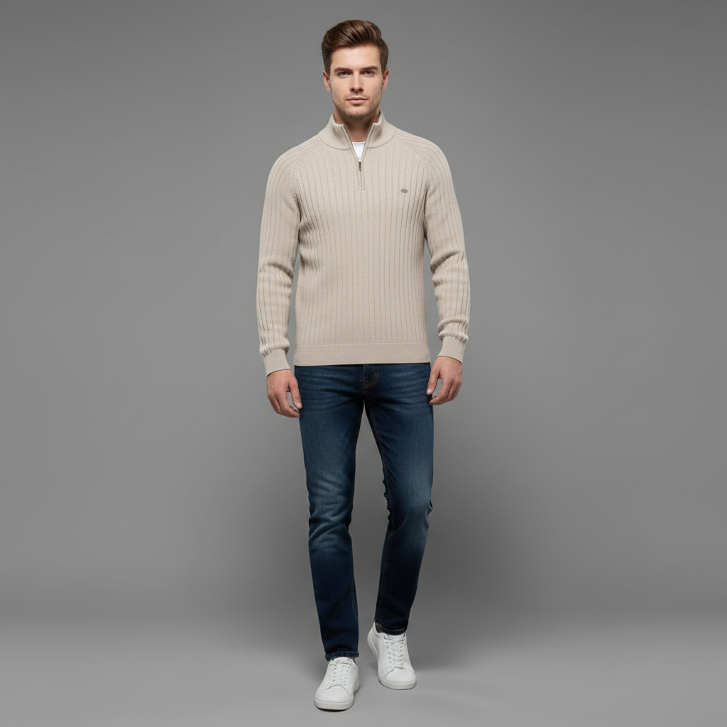 Slim Fit Half-Zip Knitted Jumper | Men's Knitwear