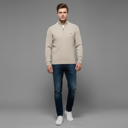 Slim Fit Half-Zip Knitted Jumper | Men's Knitwear