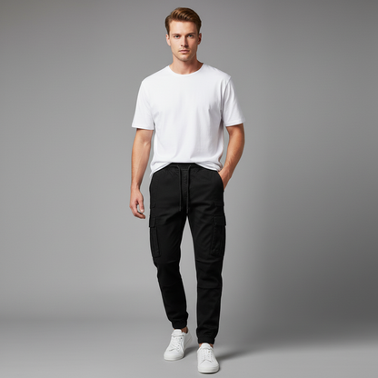 Men's Tactical Black Cargo Pants | Outdoor Utility Trousers