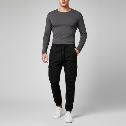Men's Tactical Black Cargo Pants | Outdoor Utility Trousers