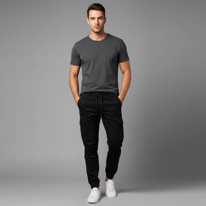 Men's Tactical Black Cargo Pants | Outdoor Utility Trousers
