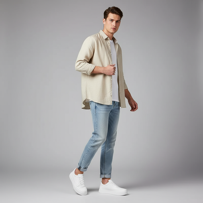 Men's White Platform Sneakers | Modern Lace-Up Footwear